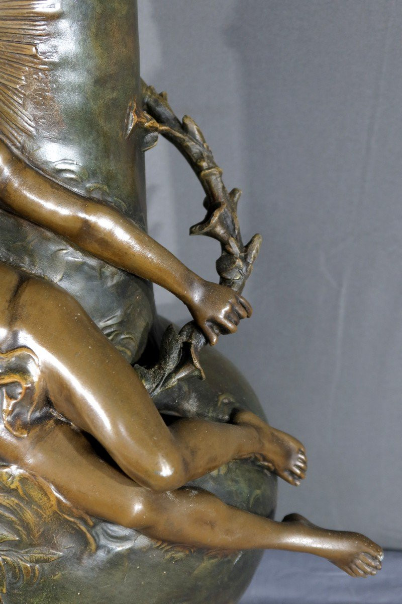Pair Of Spelter Vases, Signed L. Moreau – Late 19th Century-photo-6