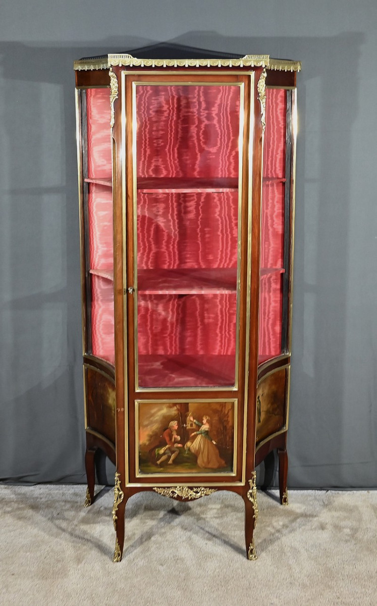 Mahogany Display Case, Louis XV / Louis XVI Transition Style – 1st Part Of The 20th Century