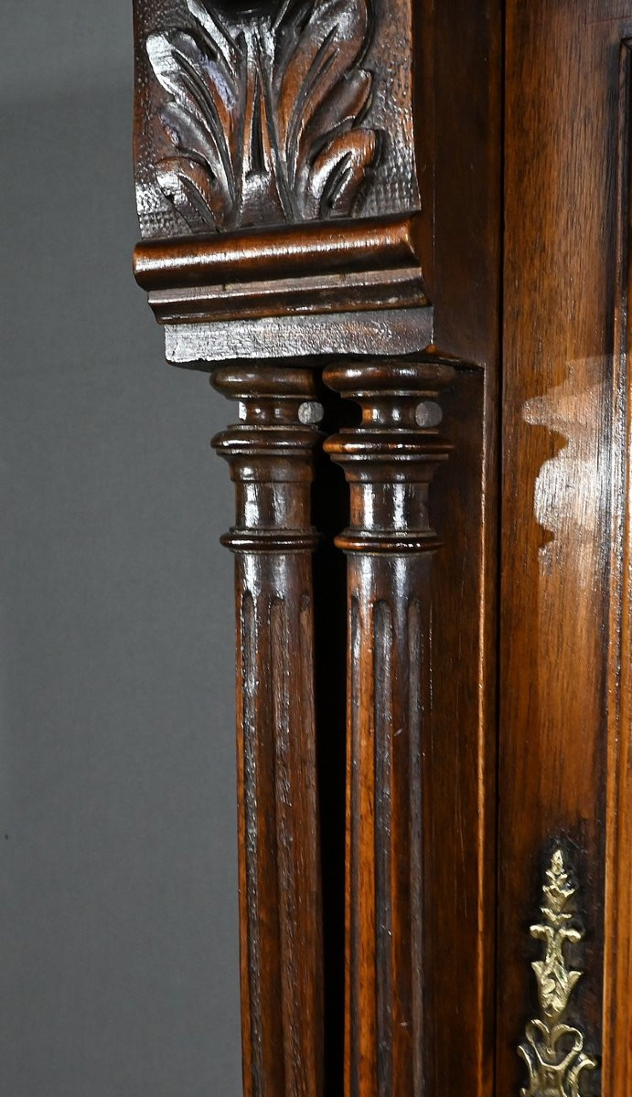 Rare Small Renaissance Cabinet In Solid Walnut – Part 2 Of The 19th Century-photo-8