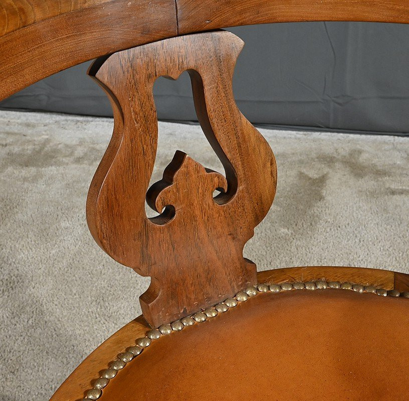 Victorian Walnut Swivel Armchair, England – 2nd Half Of The 19th Century-photo-3