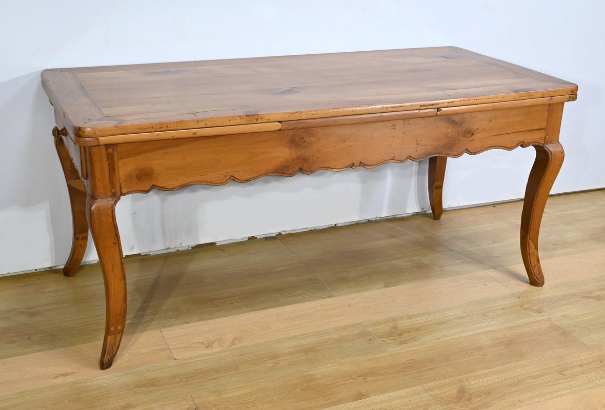  Extendable Cherry Wood Farmhouse Table Seats 10 To 16 – Part 2, 19th Century-photo-2