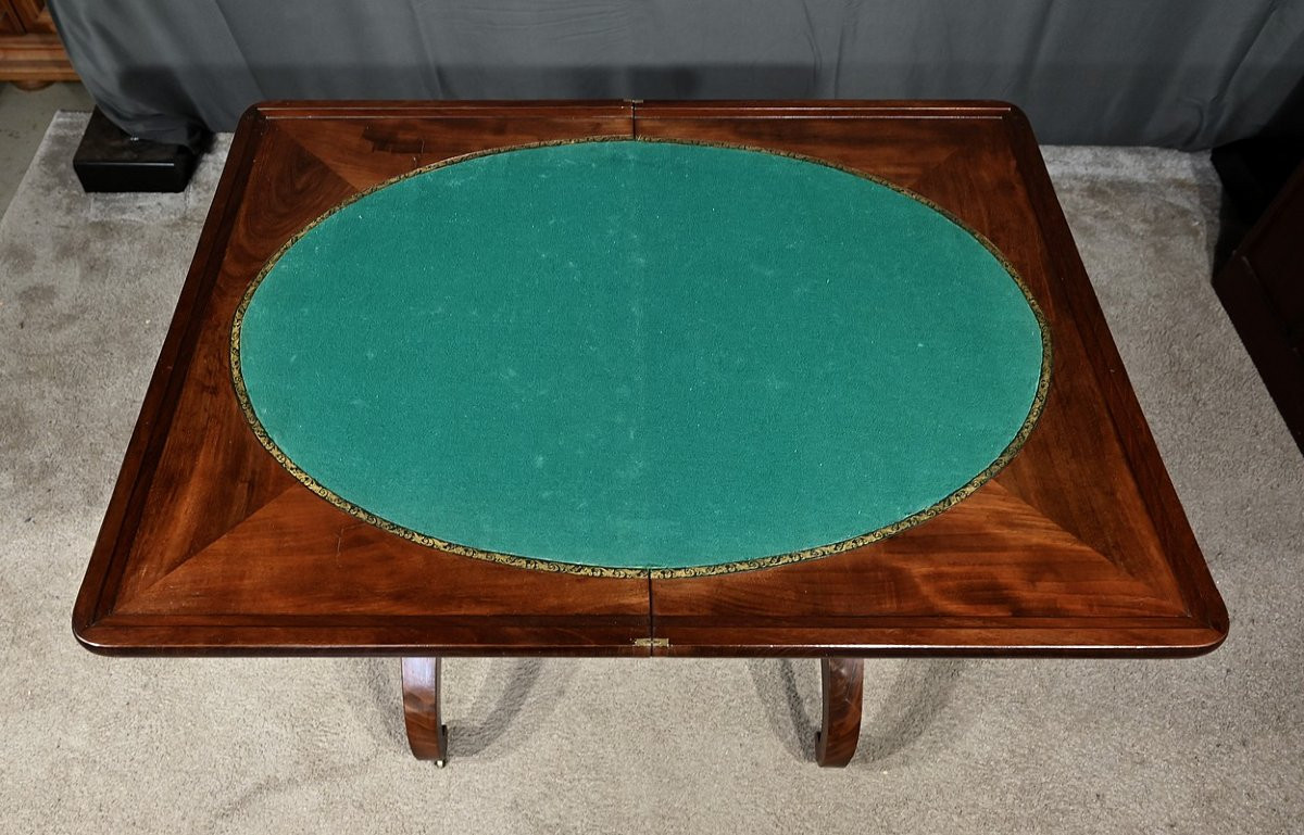 Table de Jeux en Ronce d’Acajou, époque Restauration – Début XIXe-photo-7