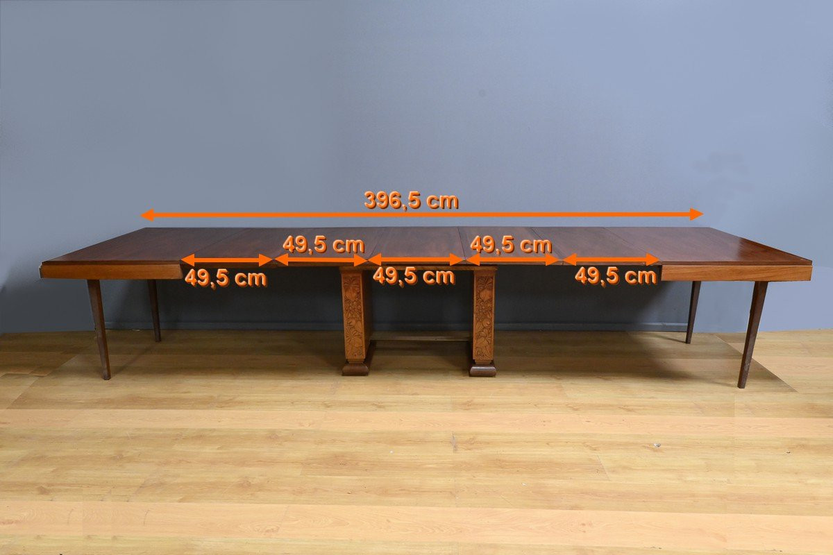 Art Deco Mahogany Extending Table For 6 To 18 Place Settings – 1920-photo-8