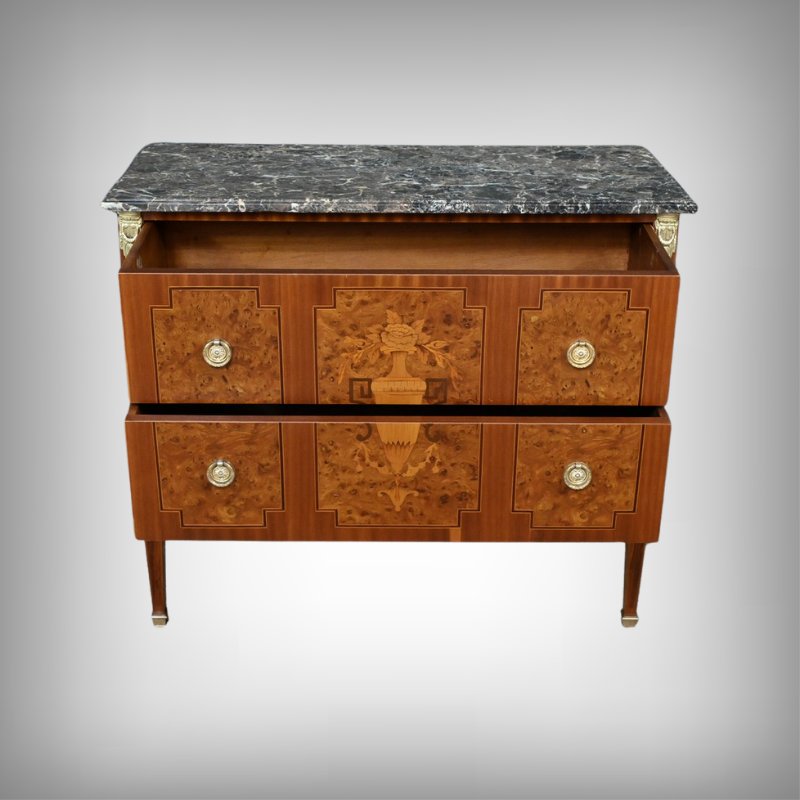 Louis XVI Style Marquetry Chest Of Drawers - Mid-20th Century-photo-3