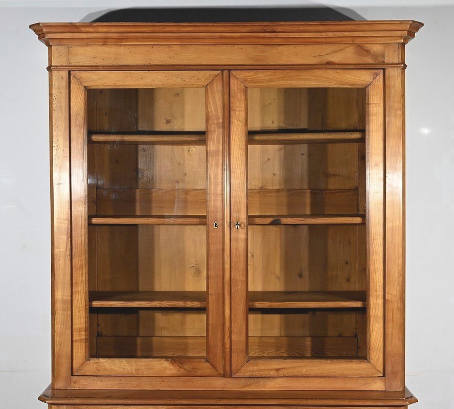 Small Two-part Bookcase In Solid Cherry Wood - 1900-photo-1