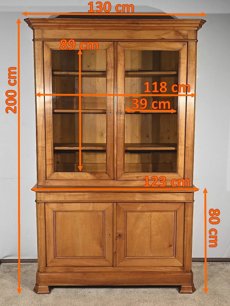 Small Two-part Bookcase In Solid Cherry Wood - 1900-photo-7