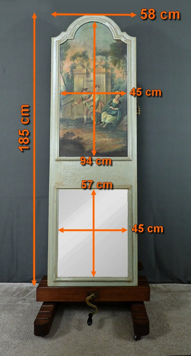 Miroir Trumeau en Bois peint, style Louis XV - 1ère partie XXe-photo-7
