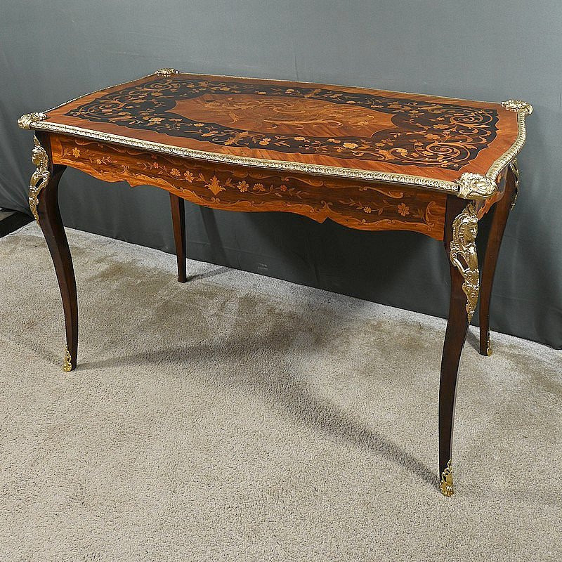 Table Bureau en Palissandre et Marqueteries, époque Napoléon III – 2ème partie XIXe-photo-2