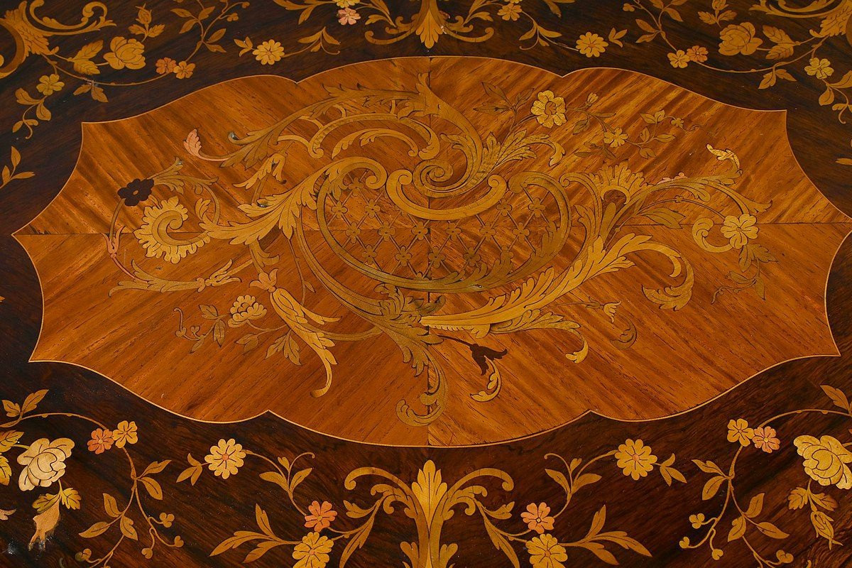 Table Bureau en Palissandre et Marqueteries, époque Napoléon III – 2ème partie XIXe-photo-2