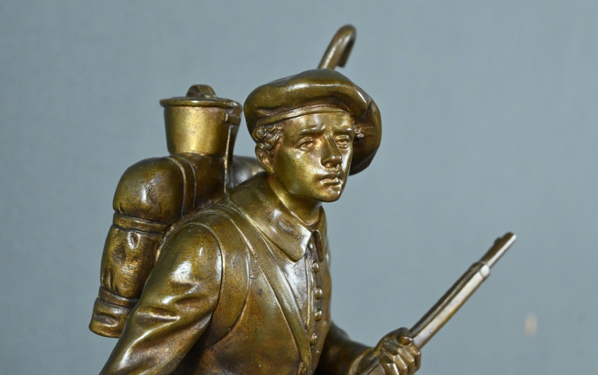 Bronze "Le Chasseur Alpin", signé E. Carlier - Fin XIXe-photo-1