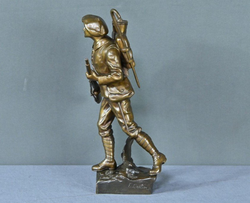 Bronze "Le Chasseur Alpin", signé E. Carlier - Fin XIXe-photo-6