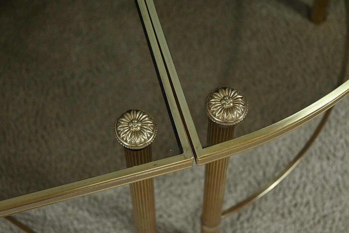Tripartite Glass Coffee Table, Maison Baguès Style - 1950-photo-1