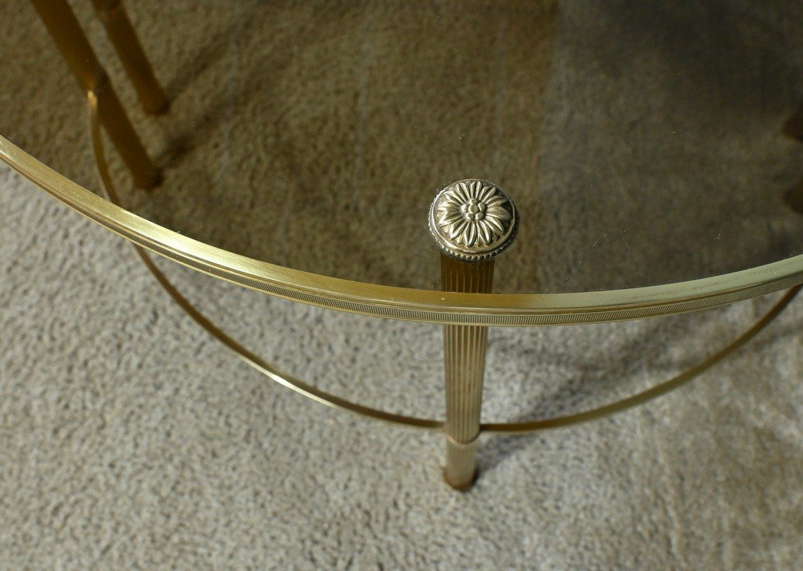 Tripartite Glass Coffee Table, Maison Baguès Style - 1950-photo-2