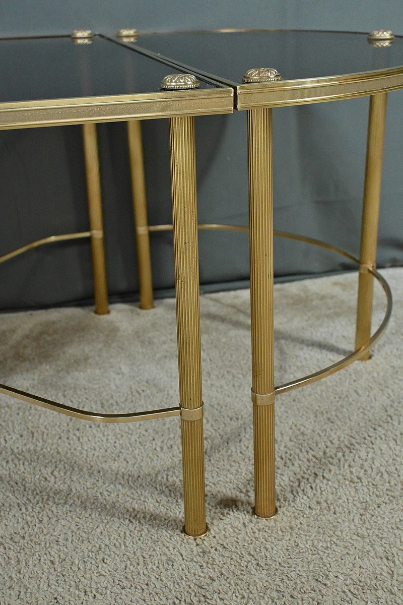 Tripartite Glass Coffee Table, Maison Baguès Style - 1950-photo-4