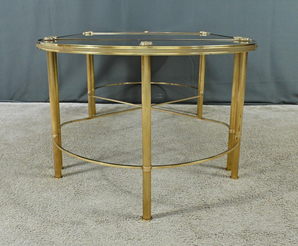Tripartite Glass Coffee Table, Maison Baguès Style - 1950-photo-7