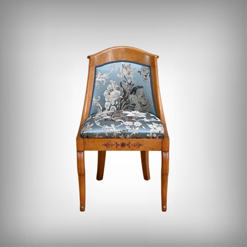 Chaise Gondole en Merisier et Érable moucheté, style Charles X – Milieu XXe-photo-2