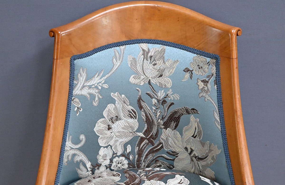 Chaise Gondole en Merisier et Érable moucheté, style Charles X – Milieu XXe-photo-1