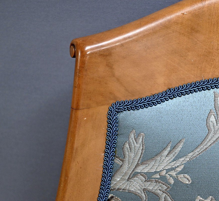 Chaise Gondole en Merisier et Érable moucheté, style Charles X – Milieu XXe-photo-2