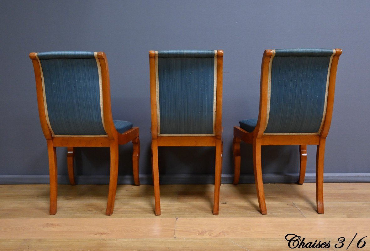 Suite de 6 Chaises en Érable et Merisier, style Charles X – Milieu XXe-photo-8