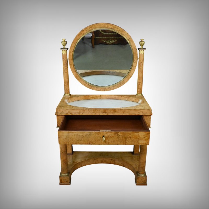 Coiffeuse en placage de Loupe d’Orme, époque Empire – Début XIXe-photo-2