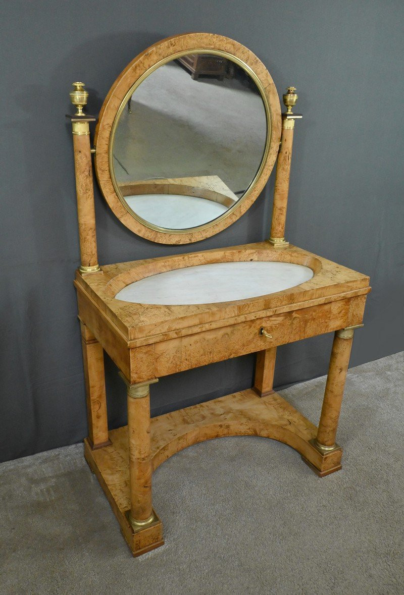 Coiffeuse en placage de Loupe d’Orme, époque Empire – Début XIXe-photo-3