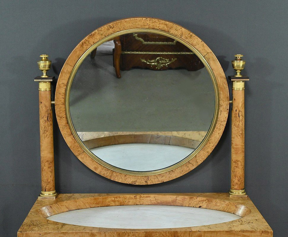 Coiffeuse en placage de Loupe d’Orme, époque Empire – Début XIXe-photo-4