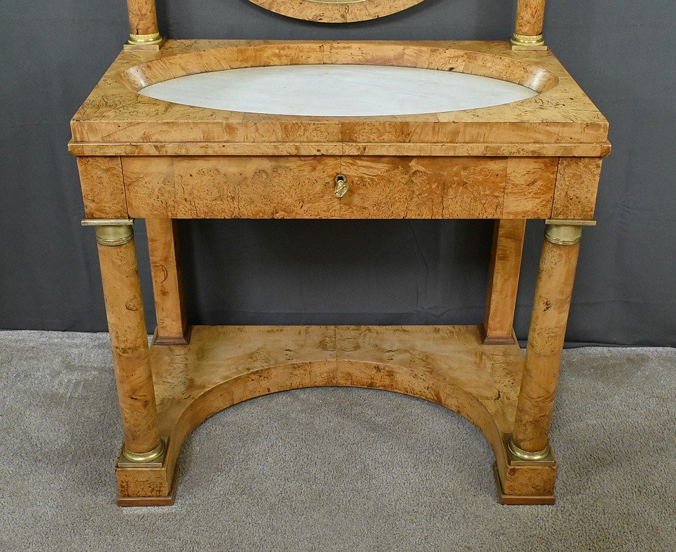 Coiffeuse en placage de Loupe d’Orme, époque Empire – Début XIXe-photo-3