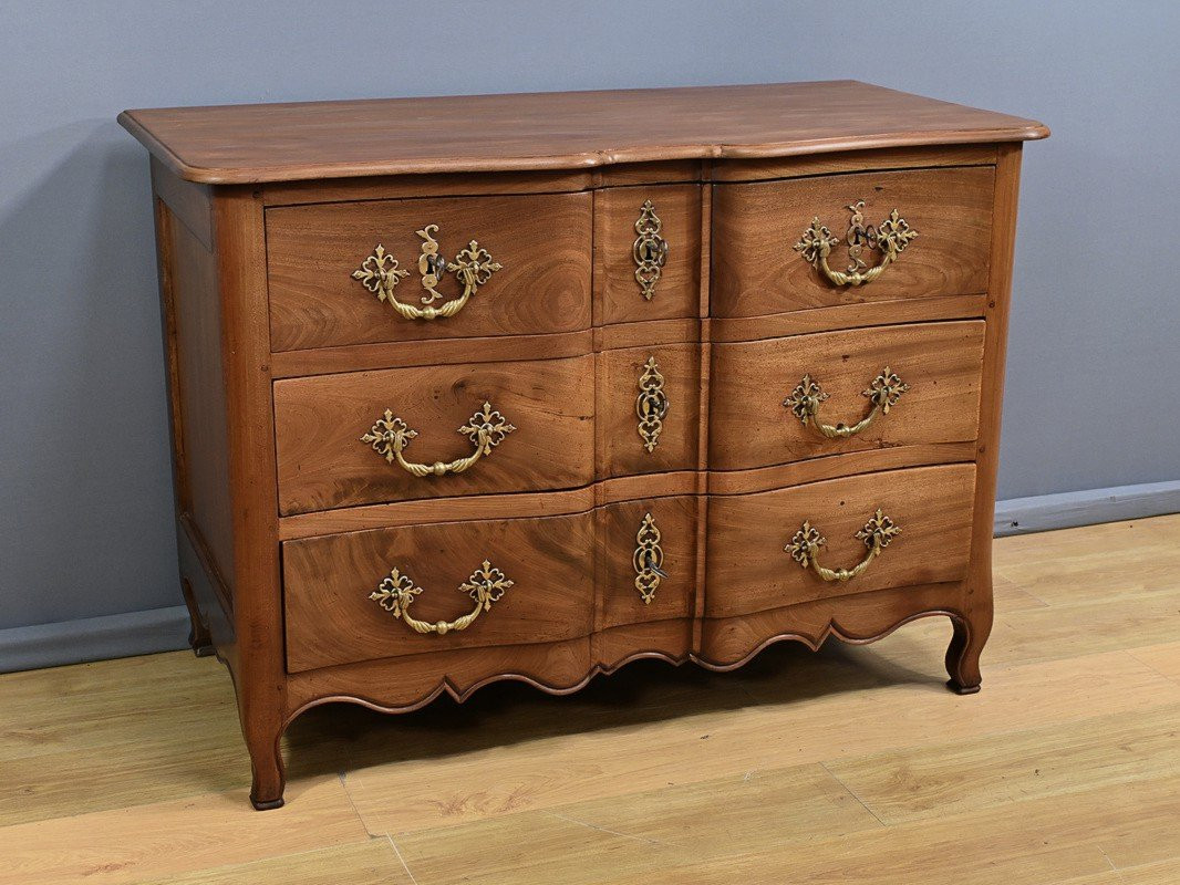 Nantes Arbalète Commode In Cuban Mahogany, Louis XV Period – 18th Century-photo-2