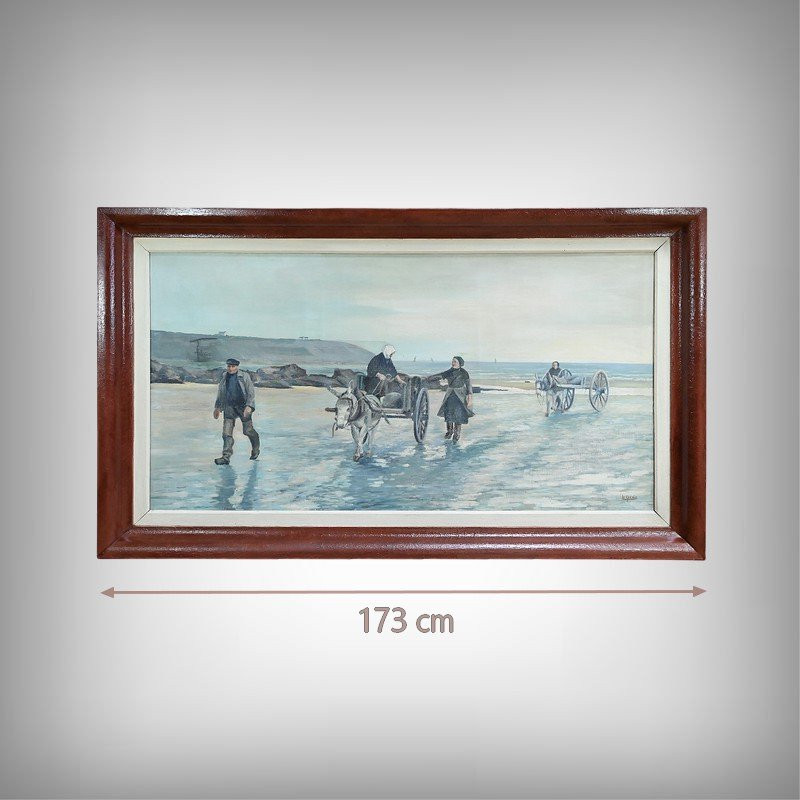 Large Painting “les Goémoniers” By A. Le Guen – 1969-photo-2