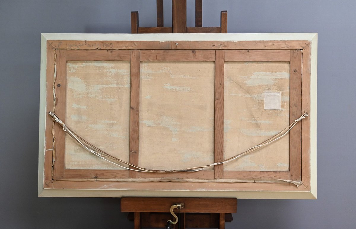 Large Painting “les Goémoniers” By A. Le Guen – 1969-photo-1