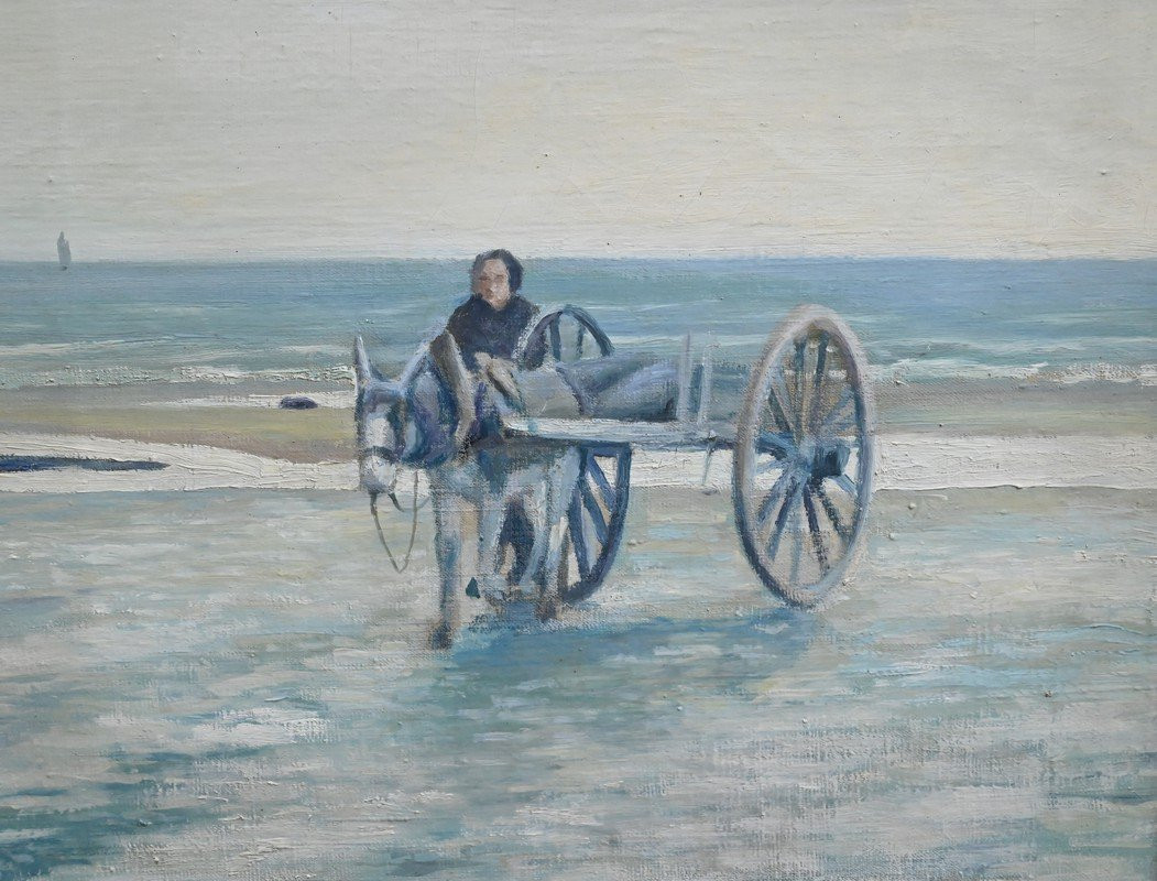 Large Painting “les Goémoniers” By A. Le Guen – 1969-photo-4