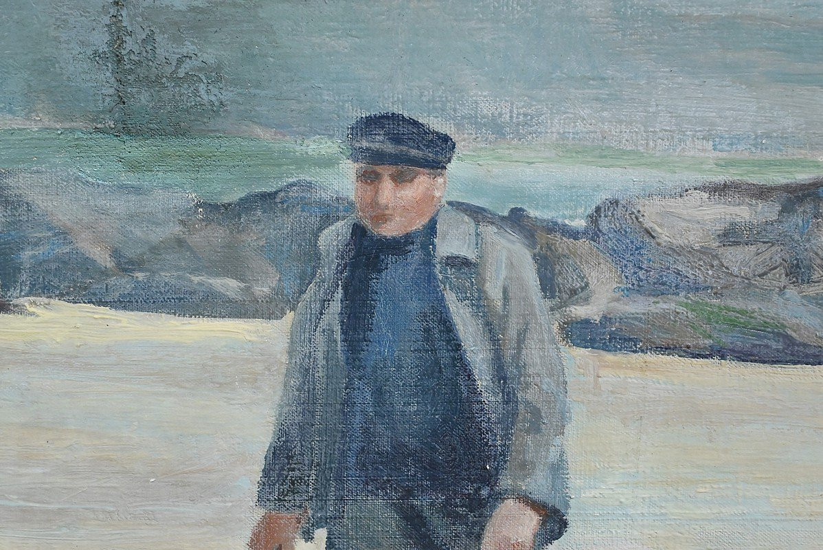 Large Painting “les Goémoniers” By A. Le Guen – 1969-photo-5