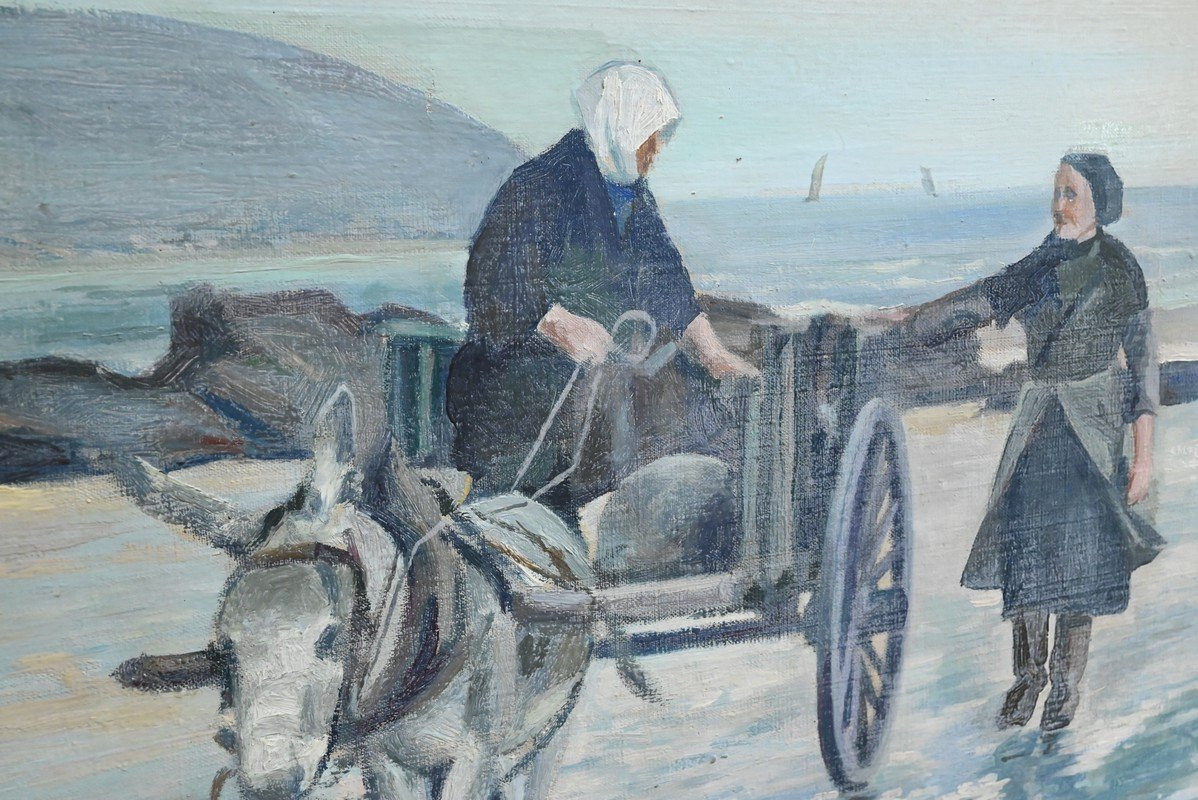 Large Painting “les Goémoniers” By A. Le Guen – 1969-photo-6