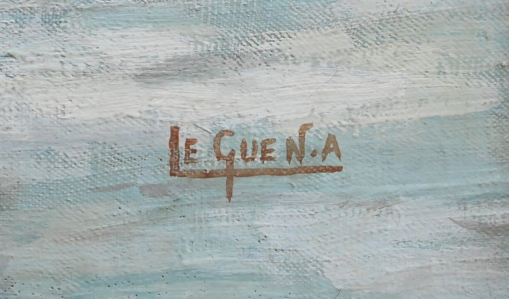 Large Painting “les Goémoniers” By A. Le Guen – 1969-photo-7
