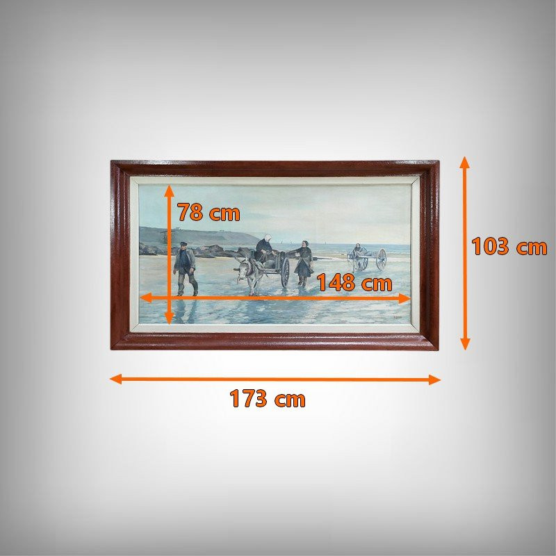 Large Painting “les Goémoniers” By A. Le Guen – 1969-photo-8