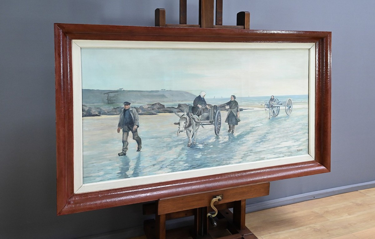 Large Painting “les Goémoniers” By A. Le Guen – 1969