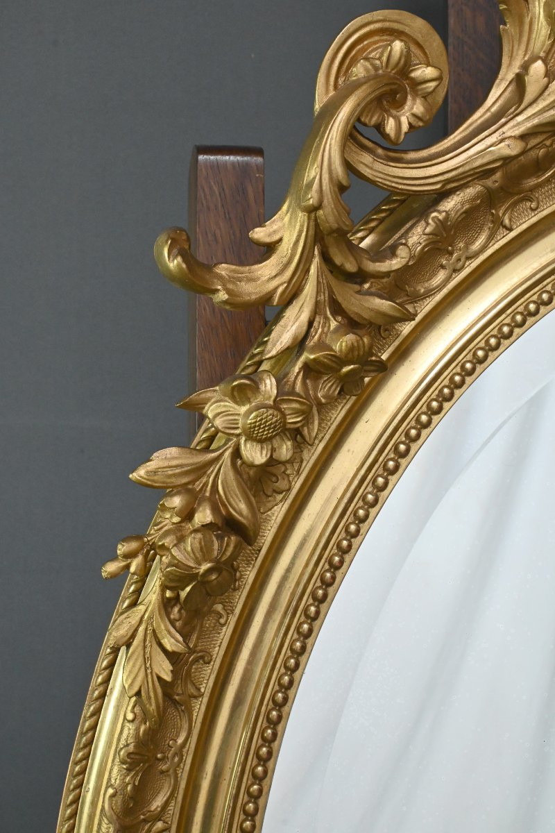 Large Gilded Wood Mirror, Louis XV Style – Part 2 Of The 19th Century-photo-2