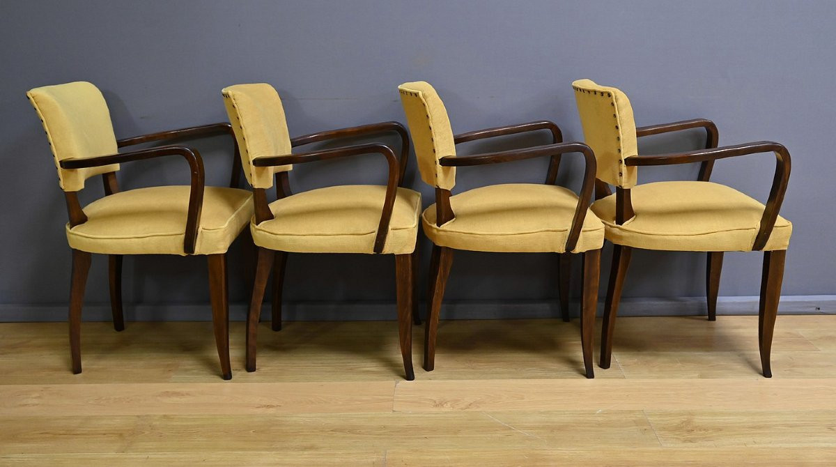 Suite de 4 Fauteuils Bridge, Art Déco, goût J.Leleu – 1940-photo-1