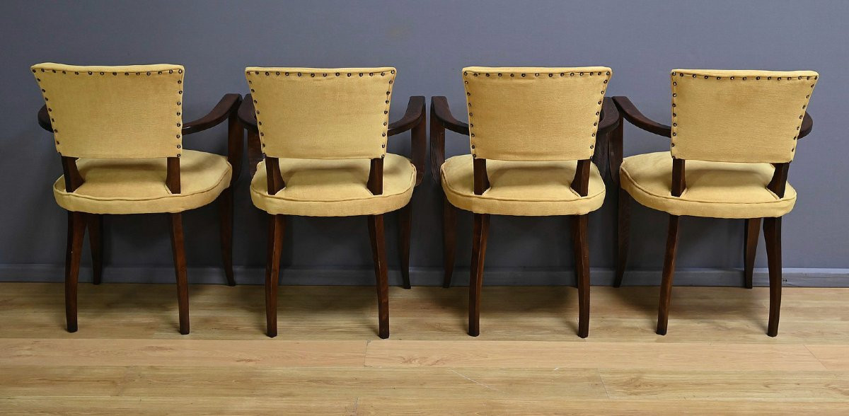 Suite de 4 Fauteuils Bridge, Art Déco, goût J.Leleu – 1940-photo-2