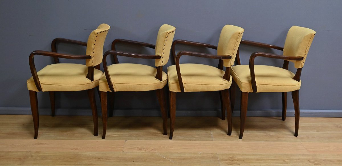 Suite de 4 Fauteuils Bridge, Art Déco, goût J.Leleu – 1940-photo-3