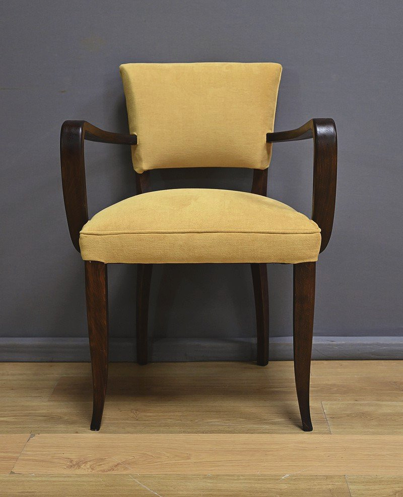 Suite de 4 Fauteuils Bridge, Art Déco, goût J.Leleu – 1940-photo-6