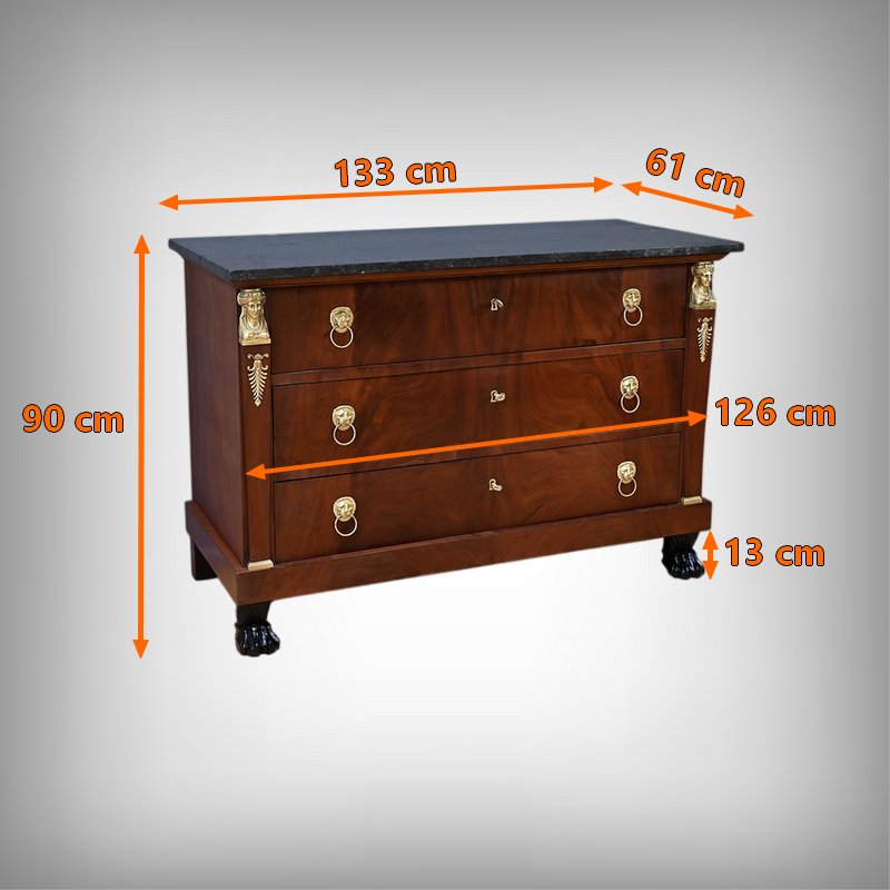 Commode Retour d’Égypte en Acajou de Cuba, époque Empire – Début XIXe-photo-6
