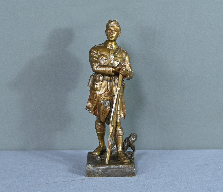 Bronze de Fantassin Ecossais, signé E. Carlier – Début XXe-photo-3
