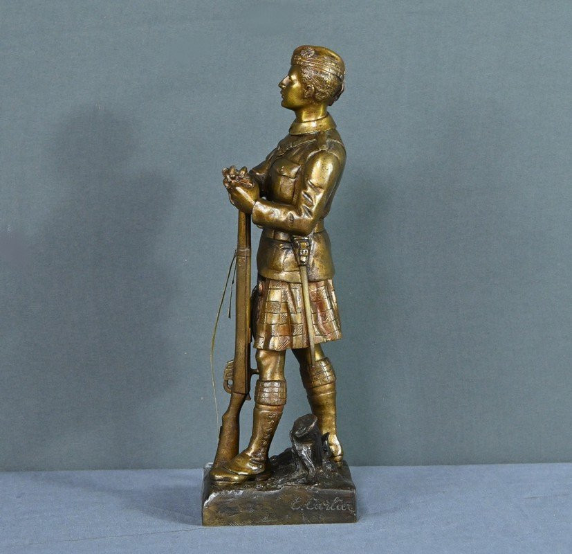 Bronze de Fantassin Ecossais, signé E. Carlier – Début XXe-photo-8