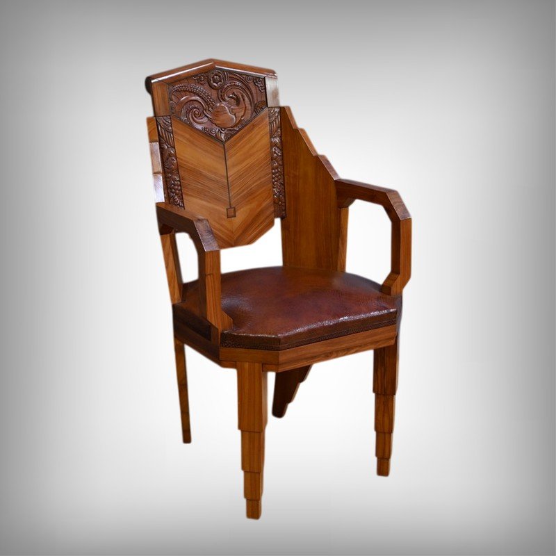 Suite de 6 Fauteuils en Bois de Rose, Art Déco – 1910-photo-2