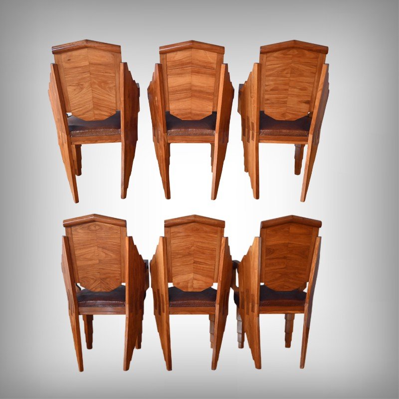 Set Of 6 Rosewood Armchairs, Art Deco – 1910-photo-6