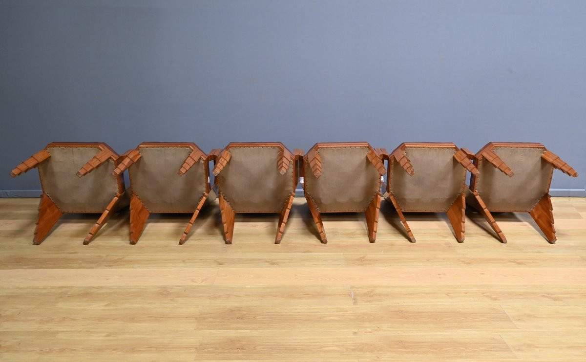 Set Of 6 Rosewood Armchairs, Art Deco – 1910-photo-8