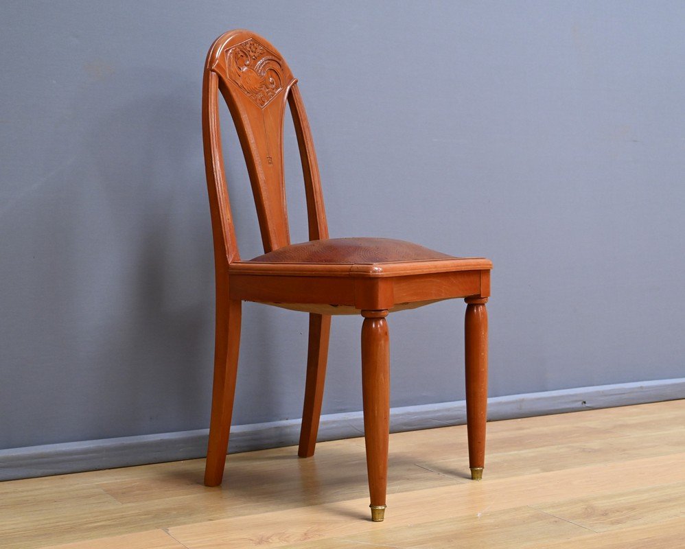 Set Of 4 Stained Beech Chairs, Art Deco – 1910-photo-2