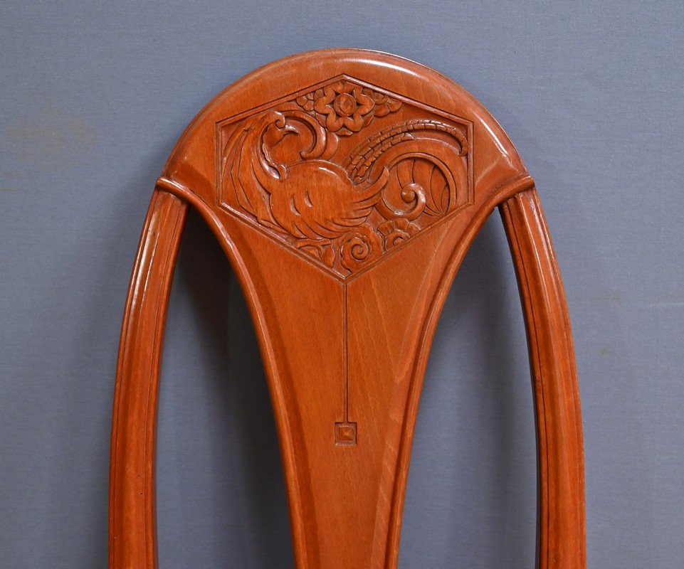 Set Of 4 Stained Beech Chairs, Art Deco – 1910-photo-4