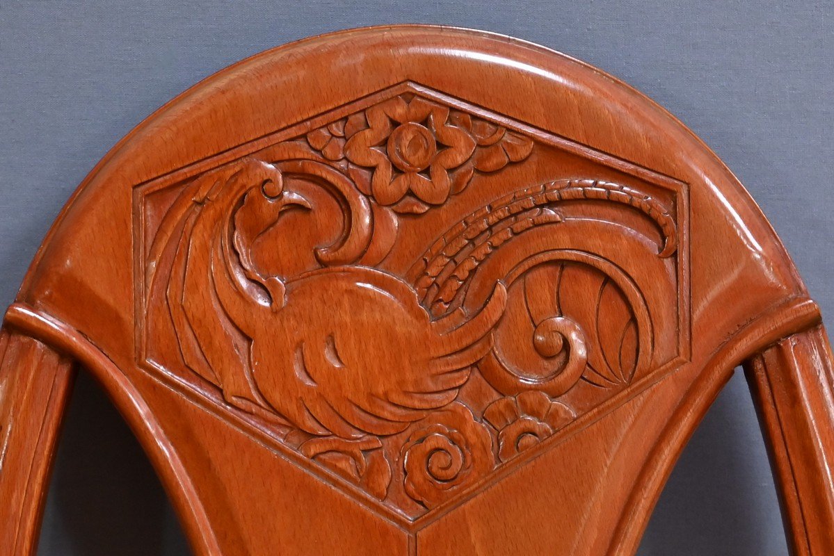 Set Of 4 Stained Beech Chairs, Art Deco – 1910-photo-5
